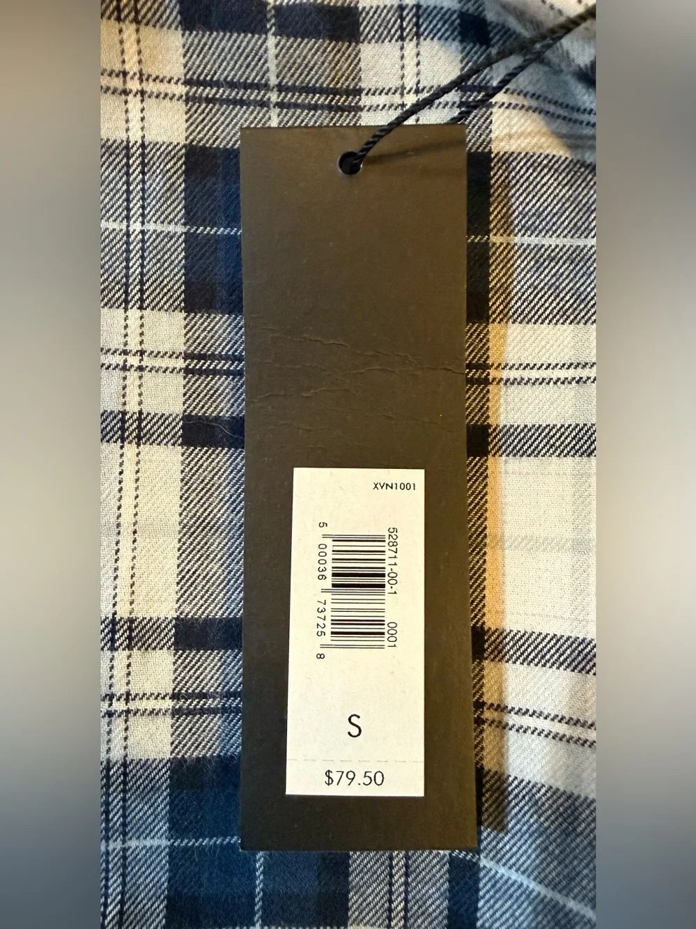 Banana Republic Luxe Flannel Shirt Mens S Blue Plaid Untucked Slim Fit NWT